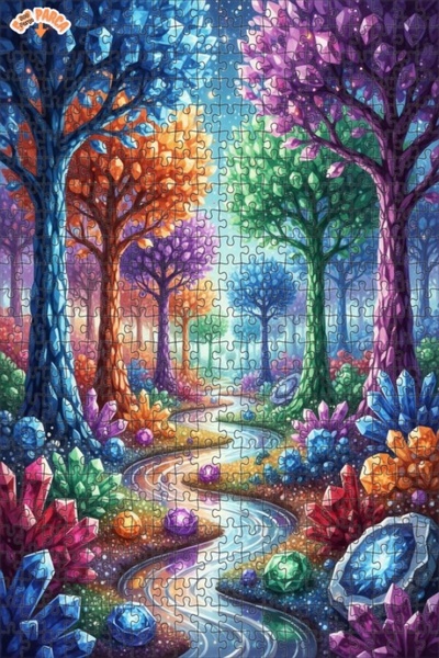 Teona Ahşap لغز خشبي بتصميم نهر الغابة الكريستالية مع مشهد مائي 500 قطعة 50×30
