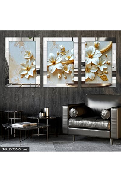 Evinemoda Masă cu oglindă din plexiglas White Zambak, 3 piese