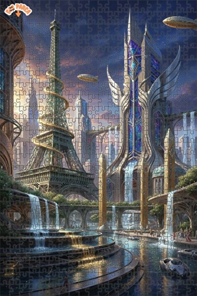 Teona Ahşap Futuristic Paris Double Decker Framed Wooden Puzzle 500 Pieces 50X30