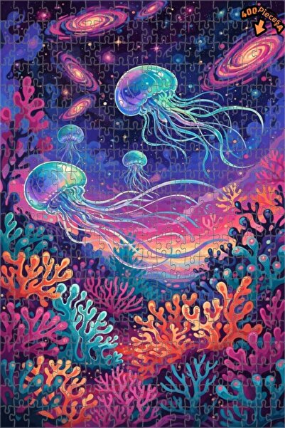 Teona Ahşap لغز خشبي بتصميم أكواريوم قناديل البحر الفلكية بمظهر الألوان المائ...