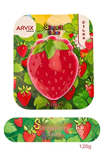 arvix Strawberry Natural Sponge Bath Soap for Children 120 Gr