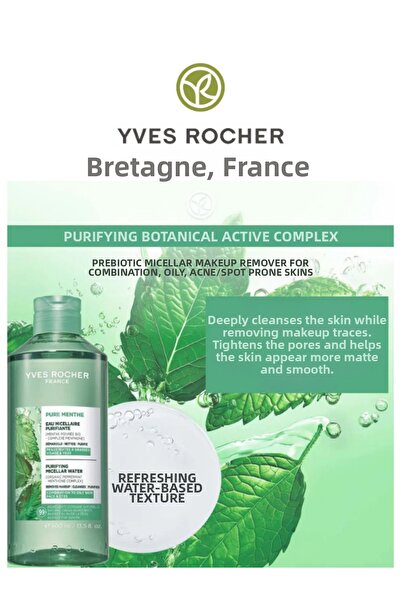 Yves Rocher Pure Menthe Oil Balancing Purifying Make-Up Cleansing Water for F...