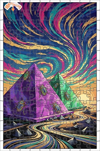 Teona Ahşap لغز خشبي مؤطر بطبقتين يصور الأهرامات المصرية الغامضة وحشرات السكا...