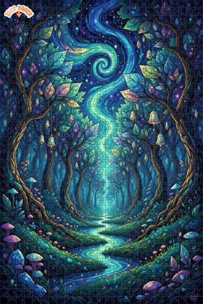 Teona Ahşap لغز خشبي مؤطر بطبقتين من ماركة ماجيكال فورست ريفر 1000 قطعة 70x50