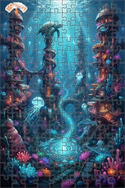 Teona Ahşap لغز فني بمظهر لوحة زيتية لمدينة غامضة تحت البحر 150 قطعة 20×30