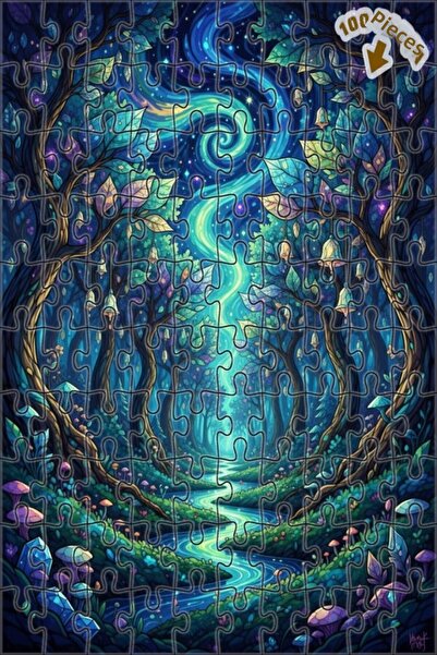 Teona Ahşap لغز خشبي مؤطر بطبقتين من ماركة Magical Forest River، 100 قطعة، 25×25