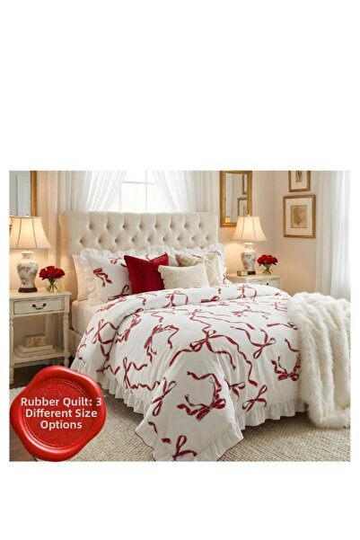 SHome Premium Quality 100% Cotton Ruffled Double Duvet Cover Set with Elastic...