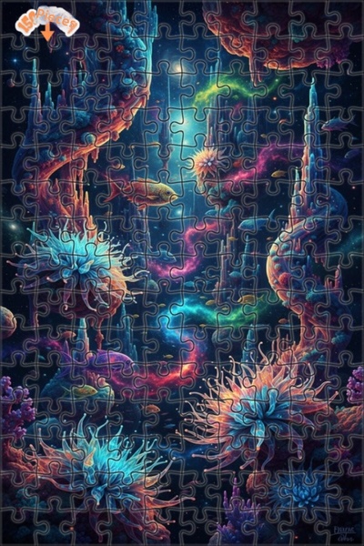 Teona Ahşap لغز خشبي فني بمظهر لوحة زيتية رائعة تحت الماء من جالاكسي، 150 قطع...