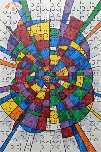 Teona Ahşap Colorful Abstract Art Double Layer Framed Wooden Puzzle 150 Piece...