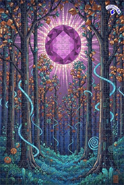 Teona Ahşap لغز خشبي مؤطر بطبقتين بمظهر لوحة زيتية لمغامرة الغابة الكريستالية...