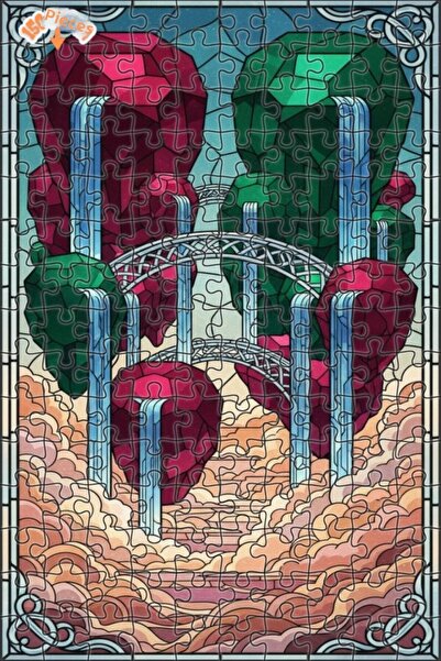 Teona Ahşap Crystal Waterfalls Bridge Double Decker Framed Wooden Puzzle 150 ...