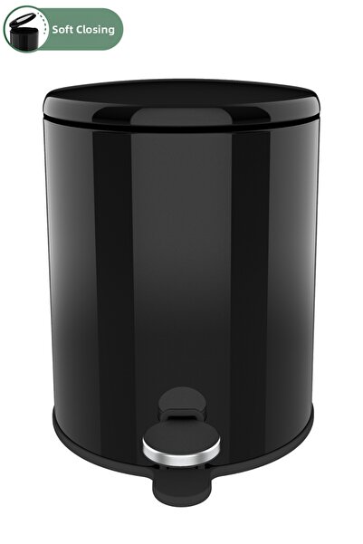 Prima Nova 6 Lt Black Trash Can - Cigo Pedal, for Bathroom-Kitchen-Office