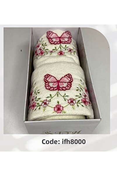 Bilmar Set de 2 prosoape 3D brodate din catifea pentru fata si bucatarie 1+1