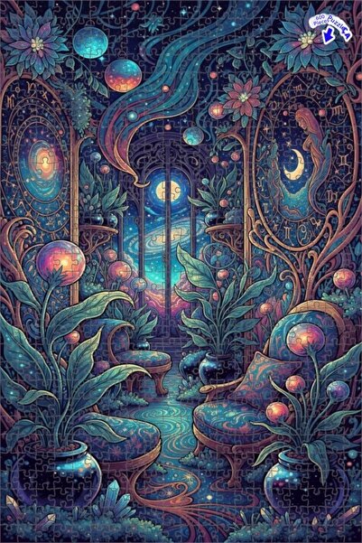 Teona Ahşap لغز خشبي مؤطر بطبقتين بمظهر لوحة زيتية للحديقة الكونية الغامضة، 6...