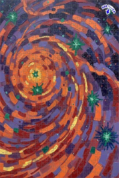 Teona Ahşap لغز خشبي ديناميكي على شكل نجوم حلزونية بمظهر لوحة زيتية، بإطار مز...