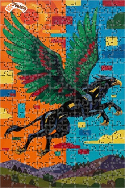 Teona Ahşap لغز خشبي بإطار ذو طابقين بتصميم فني تجريدي لفهد مجنح 150 قطعة 20×30