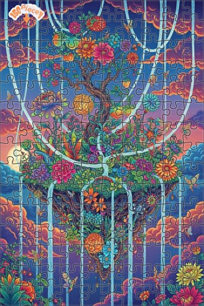 Teona Ahşap Flying Garden Oil Painting Look Art Puzzle 150 Pieces 20X30