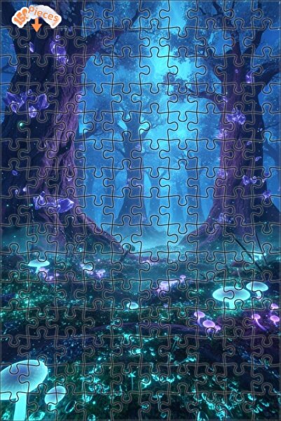 Teona Ahşap Enchanted Forest Crystal Mushrooms Double Layer Framed Wooden Puz...