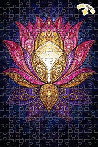 Teona Ahşap لغز خشبي بمظهر فسيفساء زجاجية بلون وردي، 200 قطعة، 25×35