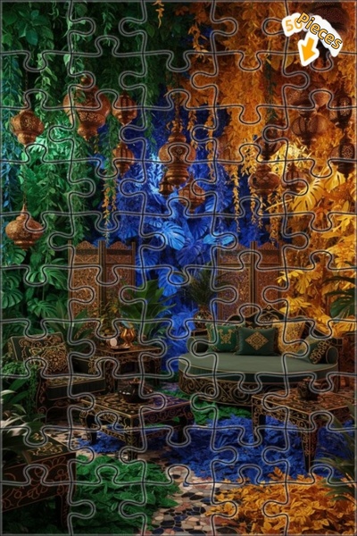 Teona Ahşap لغز خشبي مؤطر بطبقتين بمظهر لوحة زيتية يصور حديقة غامضة وفوانيس، ...