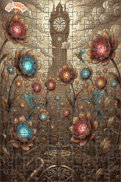 Teona Ahşap لغز خشبي بإطار مزدوج الطابق مطلي بالزيت على شكل برج الساعة من سلس...