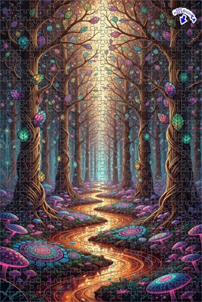 Teona Ahşap لغز خشبي مؤطر بطبقتين من ماركة ماجيكال فورست ريفر 600 قطعة 50x35