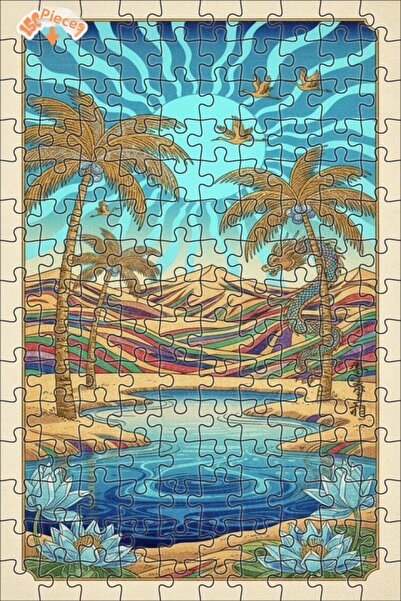 Teona Ahşap لغز خشبي بإطار مزدوج الطبقات بتصميم التنين والزنابق 150 قطعة 20×30