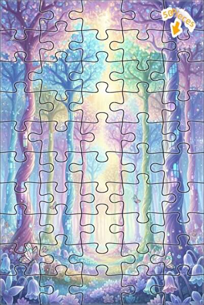 Teona Ahşap لغز خشبي ملون بإطار مزدوج الطبقات بتصميم الغابة الخيالية 50 قطعة ...