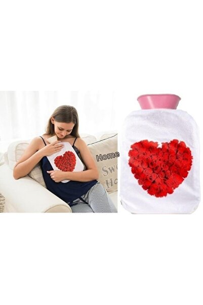 Bosphorus Warm Water Bag Plush Heart Thermofor 19X13X2Cm 500 ml