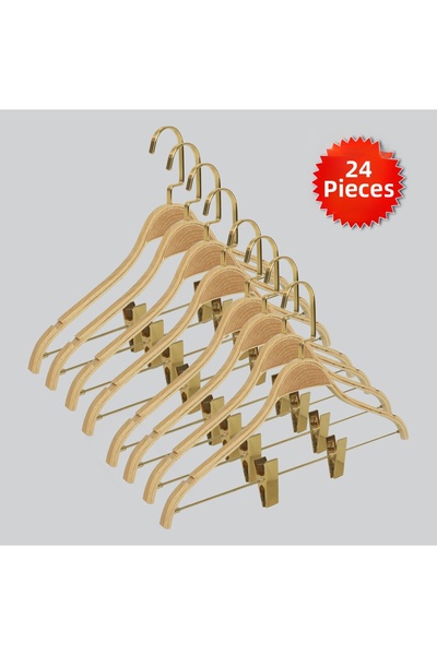 NYN Wooden Nickel Hook and Loop Blouse Skirt Hanger 24 Pieces