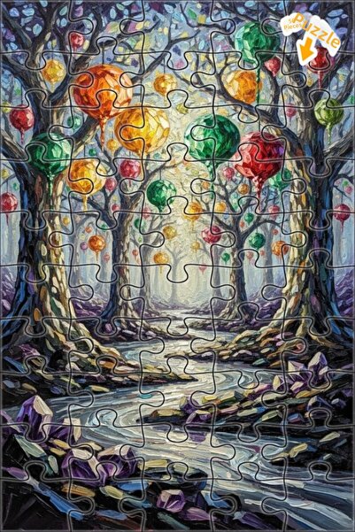 Teona Ahşap لغز خشبي بمظهر الغابة الكريستالية الغامضة بمظهر اللوحات الزيتية 5...