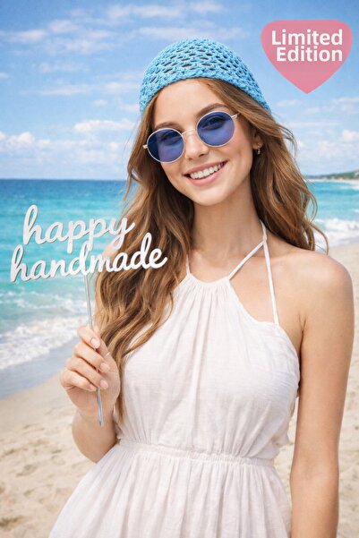 HAPPY HANDMADE قبعة كروشيه وقبعة صوفية/قبعة صيفية/إكسسوارات للعطلات/شاطئ البح...