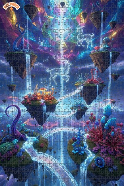 Teona Ahşap Dreamland Crystal Waterfalls with Deer Double Layer Framed Wooden...