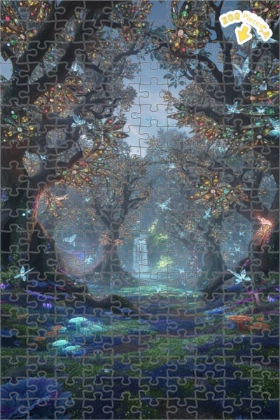 Teona Ahşap لغز خشبي مؤطر على شكل غابة سحرية 200 قطعة 25x35