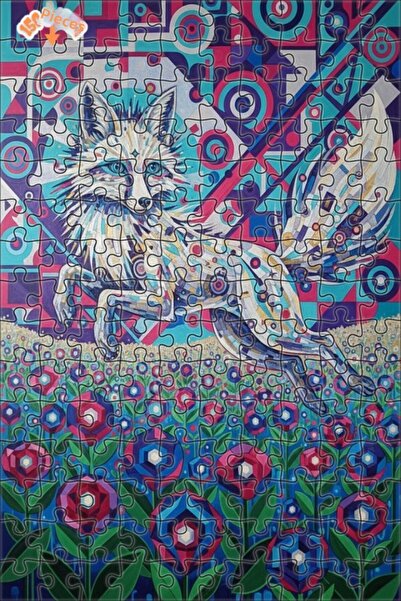 Teona Ahşap لغز خشبي بإطار ذو طبقتين بمظهر لوحة زيتية لثعلب الغابة الهندسي 15...