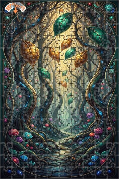 Teona Ahşap لغز خشبي مؤطر بطبقتين من فن الغابة السحرية 150 قطعة 20x30