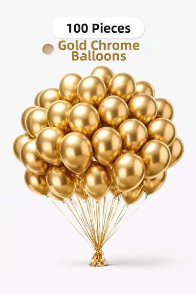 GNS Pack of 100 12 Inch Chrome Balloons Helium Compatible Shiny Party Decorat...