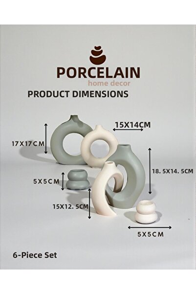 Porselian 6-Piece Decorative Concrete Vase & Object Set