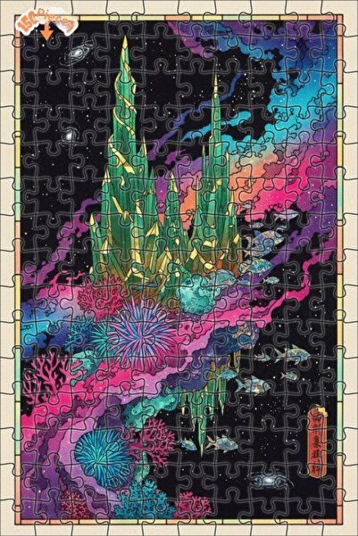 Teona Ahşap لغز خشبي مزدوج الطبقات منقوش بنمط كريستال جالاكسي تحت الماء 150 ق...