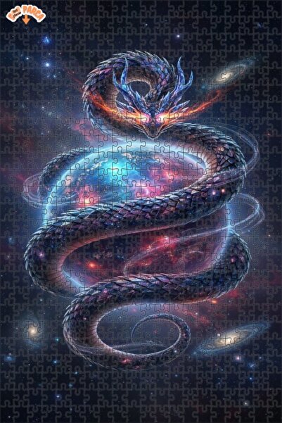 Teona Ahşap لغز خشبي بإطار مزدوج الطبقات بتصميم تنين الكون 500 قطعة 50x30