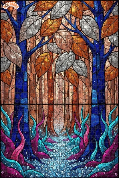 Teona Ahşap لغز خشبي مؤطر بطبقتين من الغابة الغامضة والشلال اللامع 500 قطعة 5...