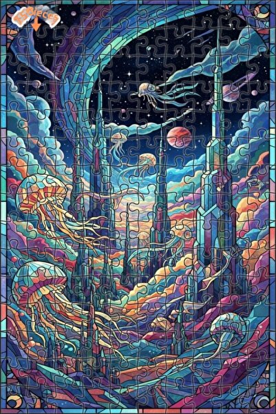 Teona Ahşap لغز خشبي بتصميم زجاجي ملون في بحر الأحلام 150 قطعة 20x30