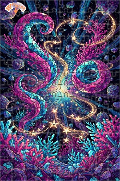 Teona Ahşap لغز خشبي بإطار ذو طابقين بمظهر فسيفساء زجاجية من كوزميك ميركان در...