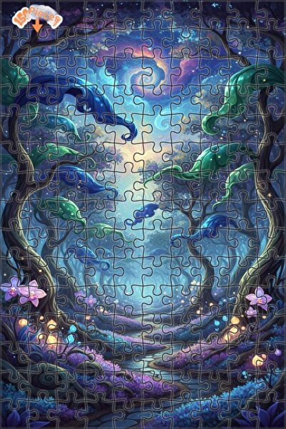 Teona Ahşap لغز خشبي مؤطر بطبقتين بمظهر لوحة زيتية لطريق الغابة الغامضة 150 ق...