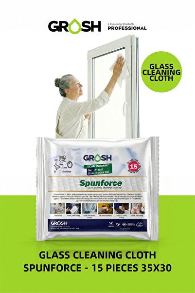 Grosh سبونفورس قماش تنظيف الزجاج 30x35 مقاس كبير 15 قطعة
