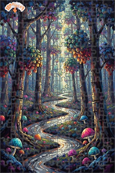 Teona Ahşap لوحة زيتية ملونة لمنظر طريق الغابة 150 قطعة 20×30