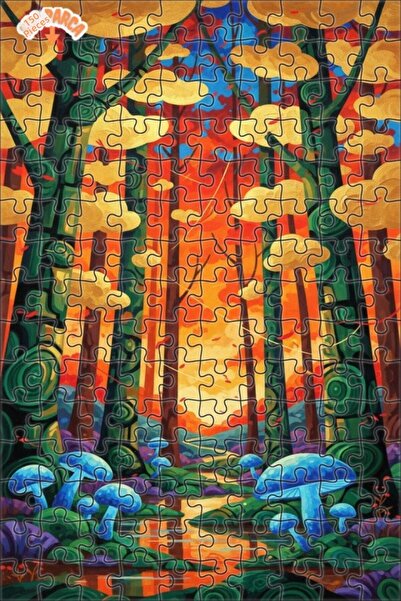 Teona Ahşap لغز فني بمظهر لوحة زيتية لفطر الغابة السحرية 150 قطعة 20×30