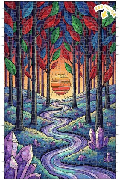 Teona Ahşap لغز خشبي بإطار مزدوج الطبقات من كريستال أورانج فورست 200 قطعة 25x35