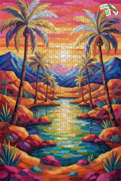 Teona Ahşap لغز خشبي مؤطر بطبقتين بتصميم مشهد فاها مع أشجار النخيل، مظهر لوحة...