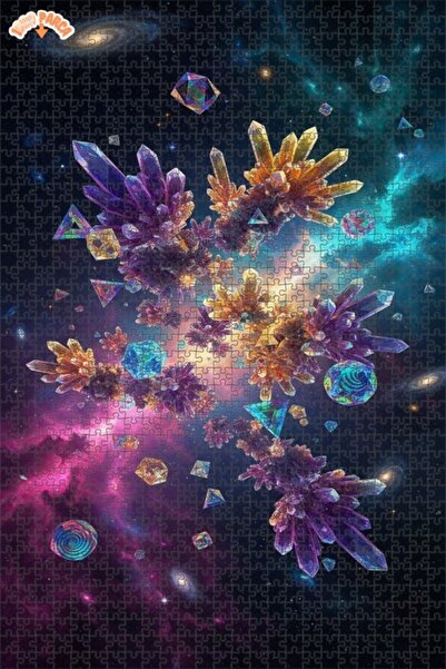 Teona Ahşap Crystal Galaxy Explosion Double Layer Framed Wooden Puzzle 1000 P...